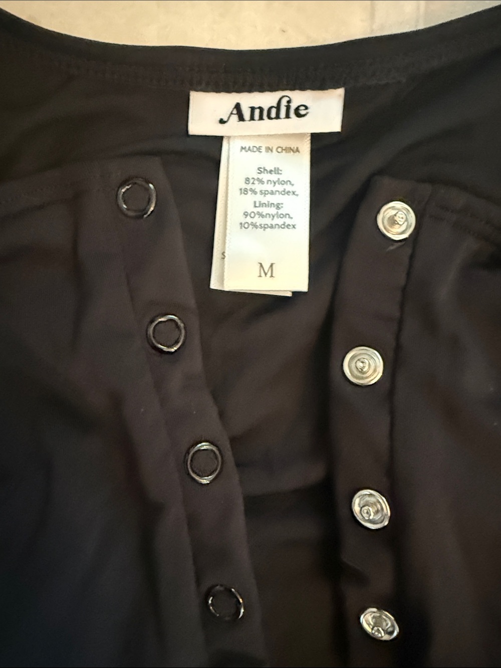 Andie Malibu black snap front one piece - Picture 3 of 5